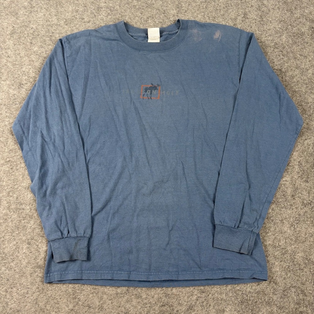 Gildan Jackson Hole T Shirt Mens Medium Blue Long Sleeve 90s Y2K Moose Outdoors